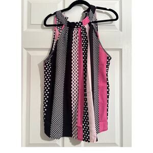 Halter Choker Blouse. Fun prints Black White & Bright Pink Size XL